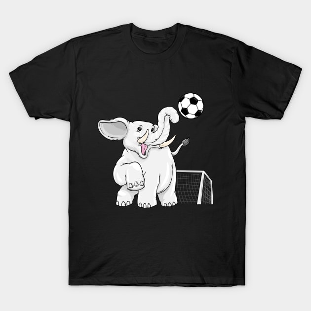 Funny elephant is playing soccer T-Shirt by Markus Schnabel